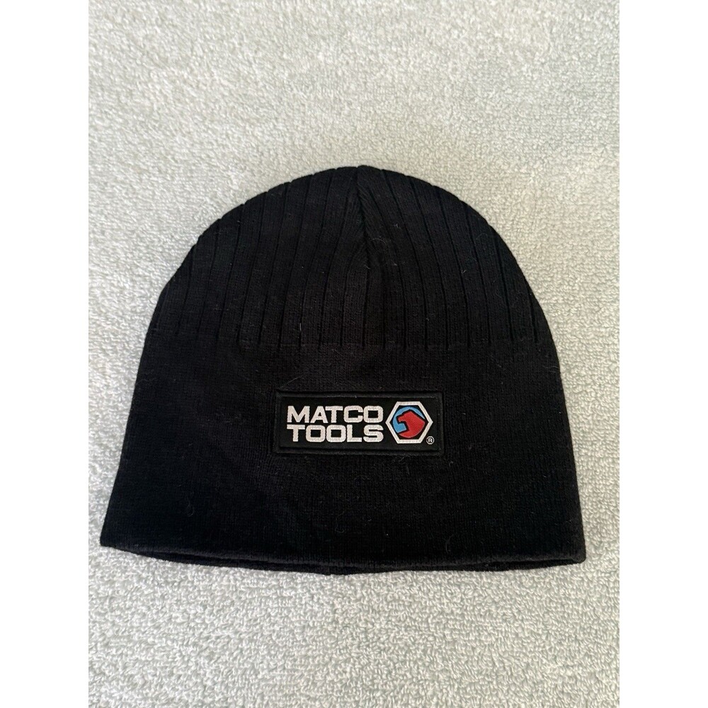 Matco Tools Black Knit Beanie Hat Winter Skull Cap Mechanics Garage One Size EUC